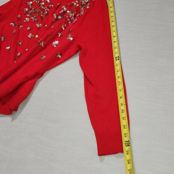 Charter Club Women's Size XXL Cardigan Sweater Red Sequins Rhinestone Buttons - Picture 11 of 11